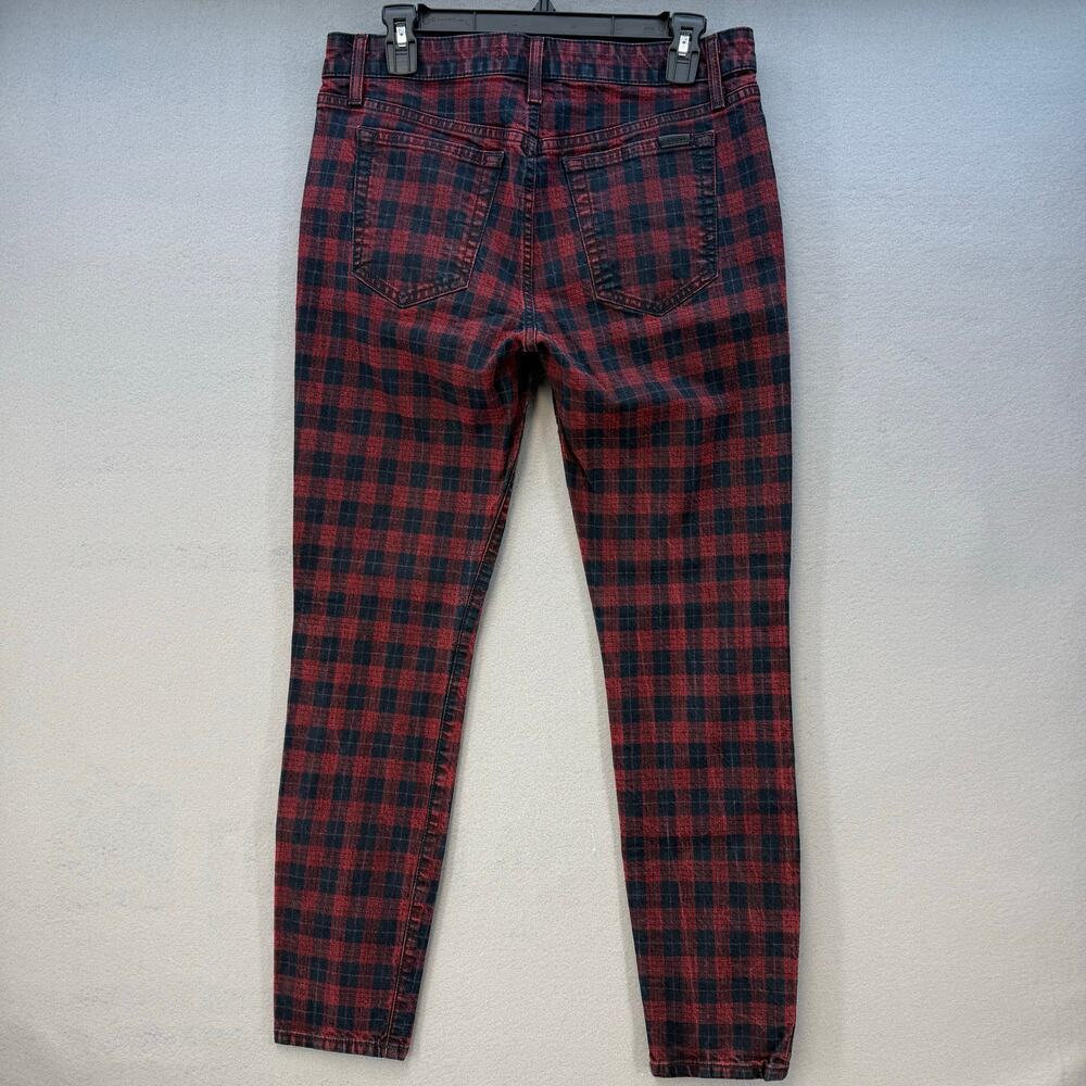 Joe's Jeans Women's 30 (10) Red Black Plaid Zip Skinny Moto Style Slash Pockets - Picture 2 of 14